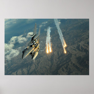 F-15E Vliegtuig met breukrijst Poster