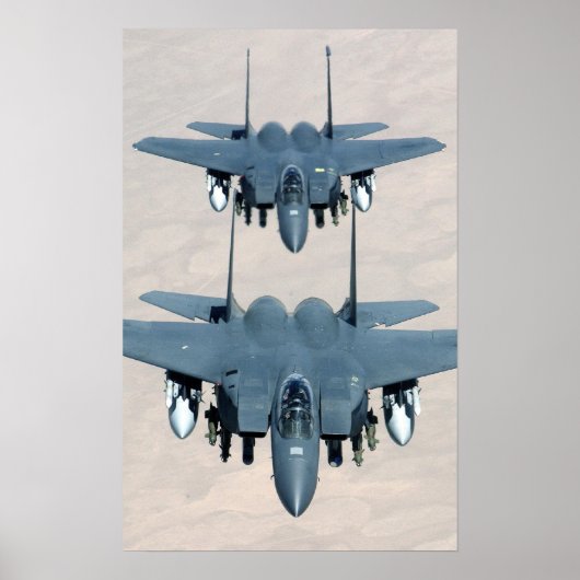 F-15E Vliegtuig met breukrijst Poster (Voorkant)