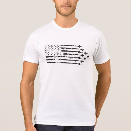  F-15E Vuurjets Contrails Amerikaanse vlag T-shirt (Voorkant)