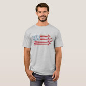 F-16 Fighter Jet American Flag Red en Blue T-shirt (Voorkant volledig)