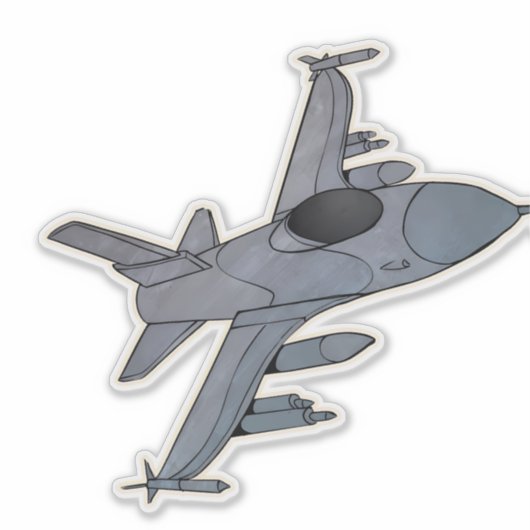 F-16, Fighting Falcon, Fighter Jet Vliegtuig Sticker (Voorkant)