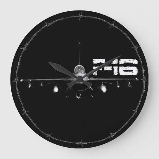F-16 Fighting Falcon Round (Large) Wall Clock Grote Klok (Voorkant)