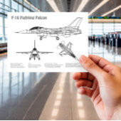 F-16 Fighting Falcon - Vliegtuigblauwdruk Plannen  Briefkaart