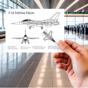 F-16 Fighting Falcon - Vliegtuigblauwdruk Plannen  Briefkaart