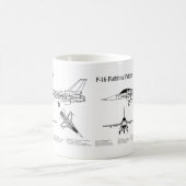 F-16 Fighting Falcon - Vliegtuigblauwdruk Plannen  Koffiemok (Center)