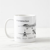 F-16 Fighting Falcon - Vliegtuigblauwdruk Plannen  Koffiemok (Links)