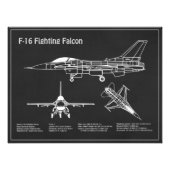 F-16 Fighting Falcon - Vliegtuigblauwdruk Plans PD Foto Afdruk (Voorkant)