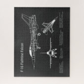 F-16 Fighting Falcon - Vliegtuigblauwdruk Plans PD Legpuzzel (Verticaal)