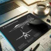 F-16 Fighting Falcon - Vliegtuigblauwdruk Plans PD Muismat