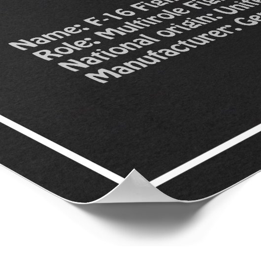 F-16 Fighting Falcon - Vliegtuigblauwdruk Plans PD Poster (Hoek)