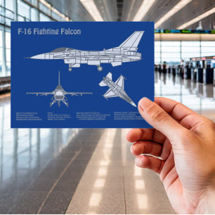 F-16 Fighting Falcon - Vliegtuigblauwdrukplan ABD Briefkaart