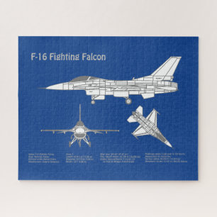 F-16 Fighting Falcon - Vliegtuigblauwdrukplan ABD Legpuzzel