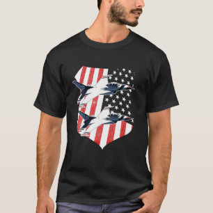 F 16 Gevechtsvliegtuig Amerikaanse vlag T Shirt