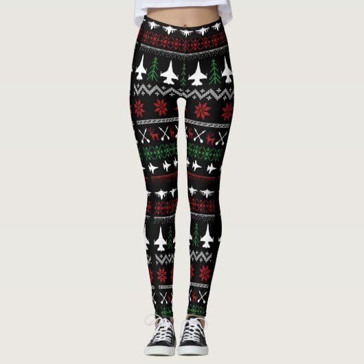 F-16 Kerstmis-Leggings Leggings (Voorkant)