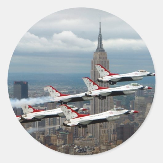 F-16 New York City Ronde Sticker (Voorkant)