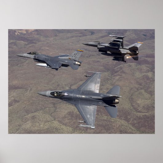 F-16 Strijd tegen het Falcons-Vliegtuig Poster (Voorkant)