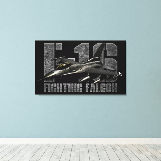 F-16 Strijd tegen valk Canvas Afdruk (Insitu (Houten vloer))