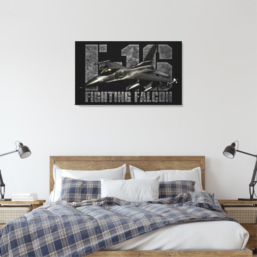 F-16 Strijd tegen valk Canvas Afdruk (Insitu (Slaapkamer))