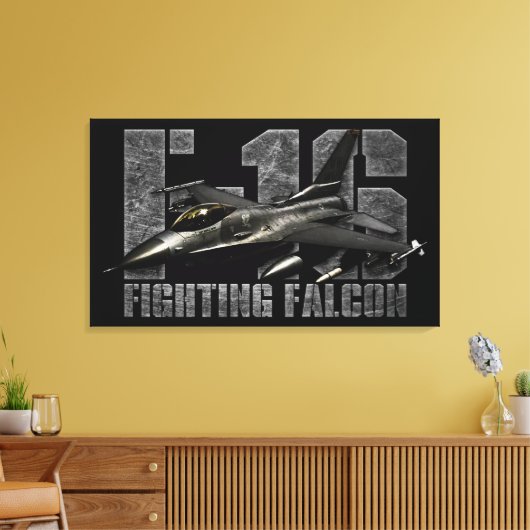 F-16 Strijd tegen valk Canvas Afdruk (Insitu (Woonkamer))