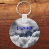 F-16 Strijd tegen valk in wolken met volledige naa Sleutelhanger (Voorkant)