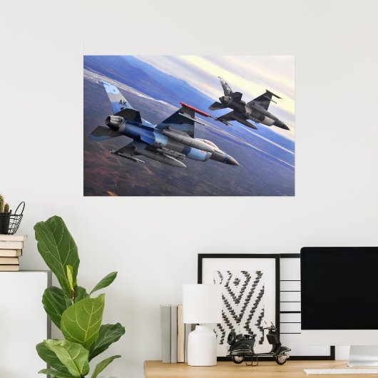 F-16 Strijd tegen valk Poster (Thuiskantoor)