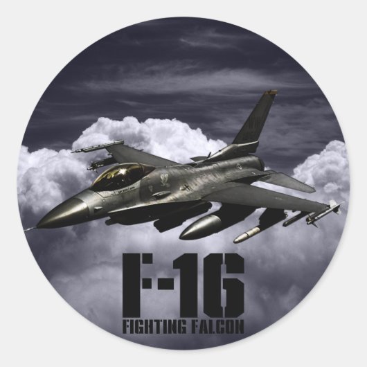 F-16 Strijd tegen valk Ronde Sticker (Voorkant)