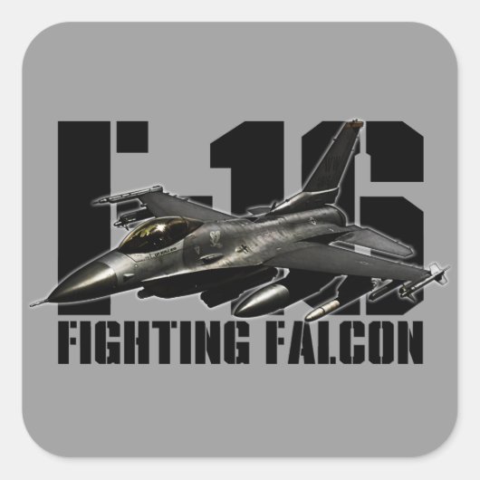 F-16 Strijd tegen valk Vierkante Sticker (Voorkant)