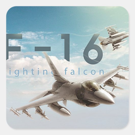 F-16 Strijd tegen valk Vierkante Sticker (Voorkant)