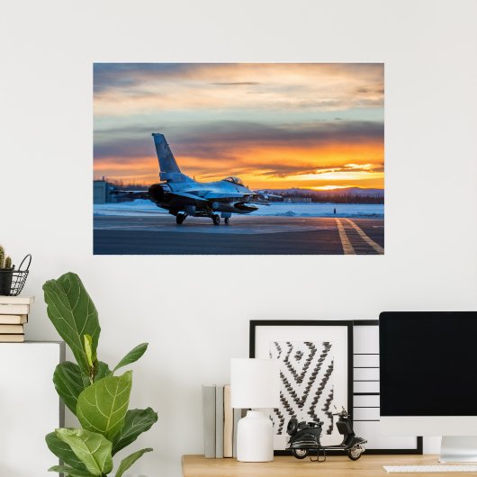 F-16 Strijd tegen valkbetonVliegtuig Poster (Thuiskantoor)