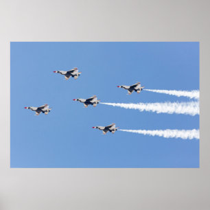 F-16 Thunderbirds vliegen in de vijfkaartenformati Poster