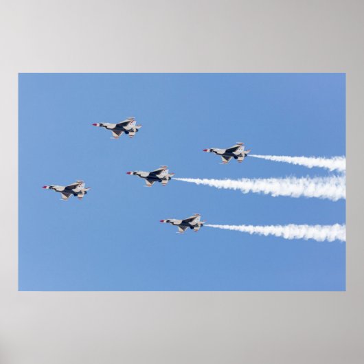 F-16 Thunderbirds vliegen in de vijfkaartenformati Poster (Voorkant)