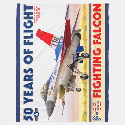F-16 VECHTVALK - 50 JAAR! FLEECE DEKEN (Voorkant)