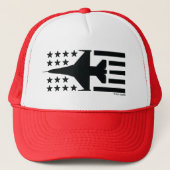 F-16 Viper Fighter Jet Black Stars and Stripes Trucker Pet (Voorkant)