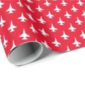 F-16 Viper Jet Pattern White op Red Cadeaupapier (Rol Hoek)