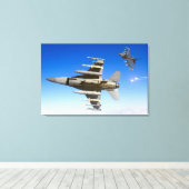 F-16C FALCON 24x36 Canvas Afdruk (Insitu (Houten vloer))