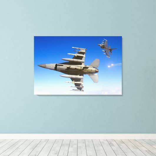 F-16C FALCON 24x36 Canvas Afdruk (Insitu (Houten vloer))