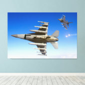 F-16C FALCON 40x60 Canvas Afdruk (Insitu (Houten vloer))
