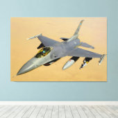 F-16C FALCON 40x60 Canvas Afdruk (Insitu (Houten vloer))