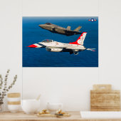 F-16C FIGHTING FALCON en F-35A LICHTING II Poster (Keuken)