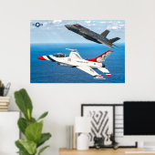 F-16C FIGHTING FALCON en F-35A LICHTING II Poster (Thuiskantoor)