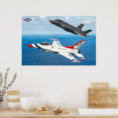 F-16C FIGHTING FALCON en F-35A LICHTING II Poster (Keuken)