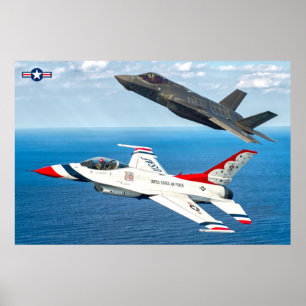 F-16C FIGHTING FALCON en F-35A LICHTING II Poster
