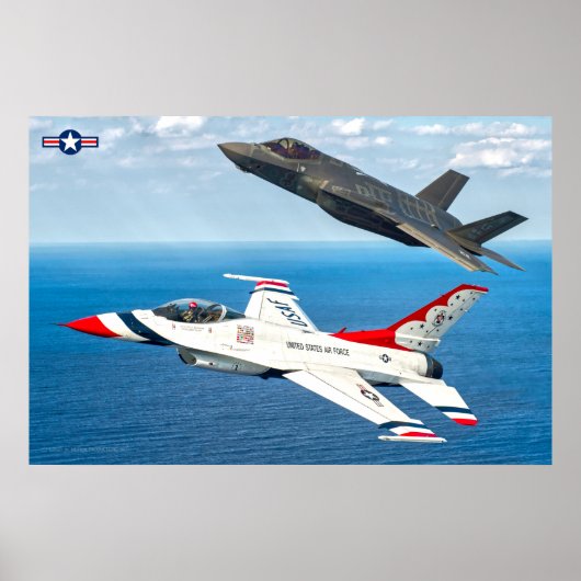 F-16C FIGHTING FALCON en F-35A LICHTING II Poster (Voorkant)
