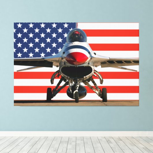 F-16D FALCON 40x60 Canvas Afdruk (Insitu (Houten vloer))