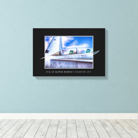 F-18 HORNETFIGHTER JET EENVOUDIG CANVAS AFDRUK (Insitu (Houten vloer))