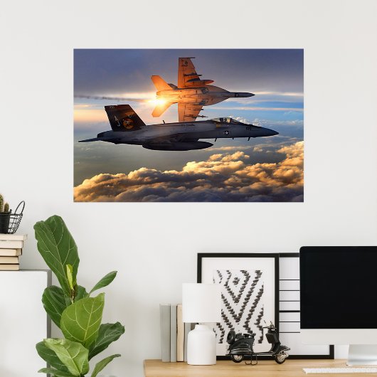 F-18 Sunset Poster (Thuiskantoor)
