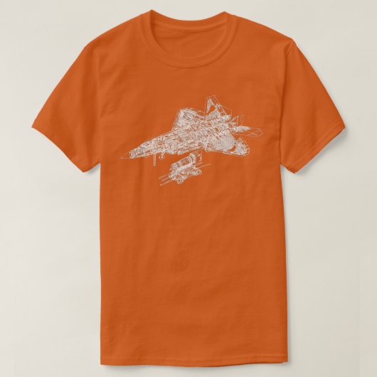 F-22 Blauwdruk van de luchtmacht van het Vliegtuig T-shirt (Design voorkant)