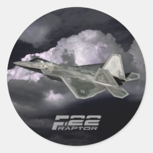 F-22 de Klassieke Ronde Sticker van de ROOFVOGEL