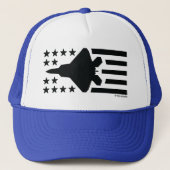 F-22 Fighter Jet Black Stars and Stripes Trucker Pet (Voorkant)