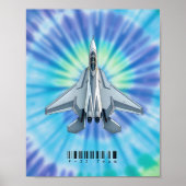 F-22 Fighter Jet Poster met Levendig Stropdas-Dye (Voorkant)